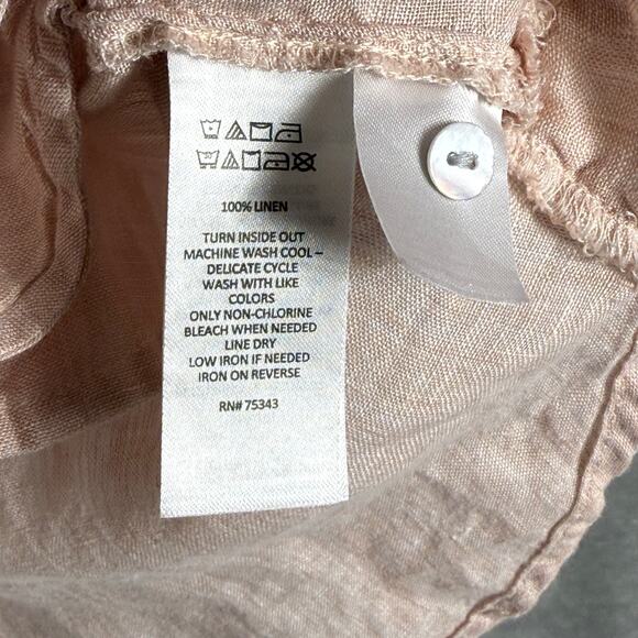 Sigrid Olsen Tunic Top Medium Pink Linen Button up - Picture 8 of 13